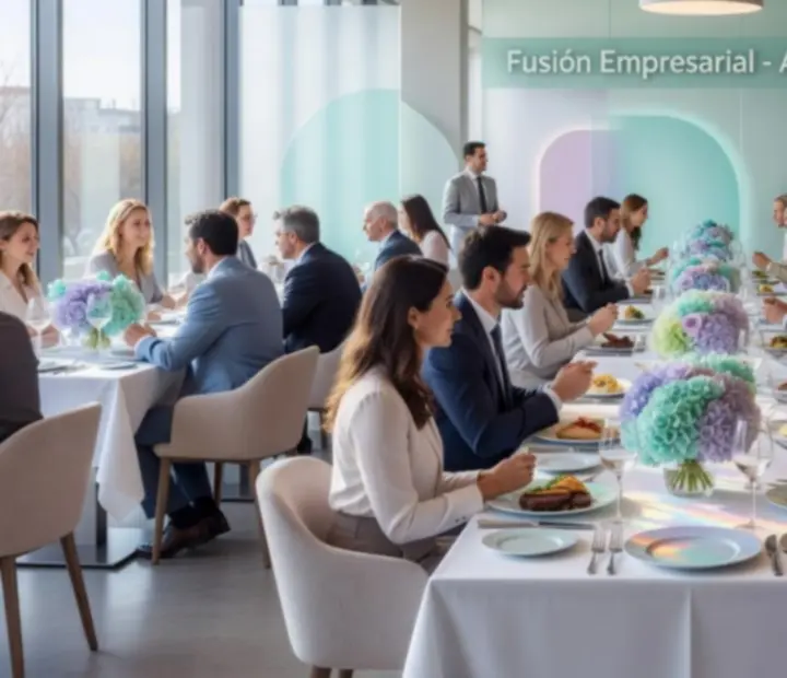 Montaje de evento corporativo con gastronomía de autor