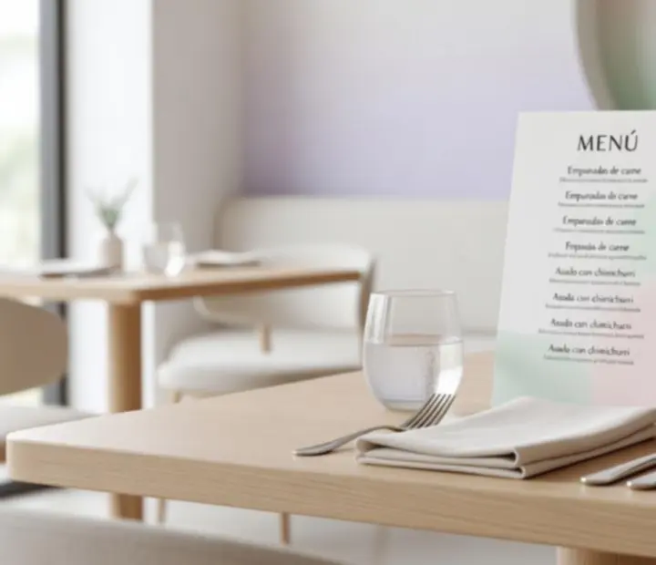 Mesa servida con platos gastronómicos modernos del menú de Milonga y Naipes