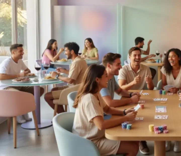 Restaurante moderno en Argentina con mesas de póker social y gastronomía de autor