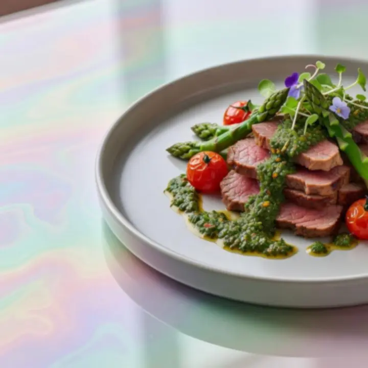 Plato especial del chef con presentación gourmet y colores vibrantes